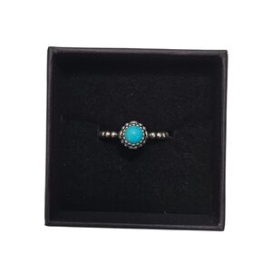 Pandora Sterling Silver Turquoise Beaded Ring Size 5